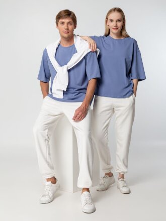 Футболка унисекс оверсайз Street Vibes, синяя (лавандовая) Футболка унисекс оверсайз Street Vibes, синяя (лавандовая)