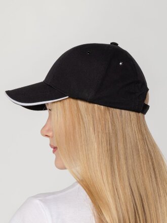 Бейсболка Canopy, черная с белым кантом Бейсболка Canopy, черная с белым кантом