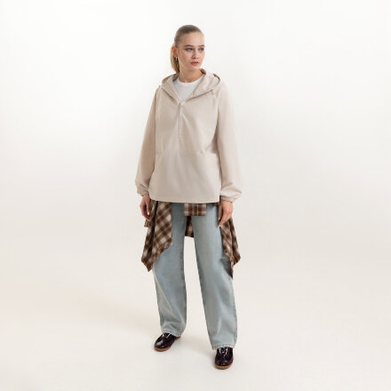 Ветровка (анорак) оверсайз унисекс RISSMAN, бежевая, размер M/L Ветровка (анорак) оверсайз унисекс RISSMAN, бежевая, размер M/L