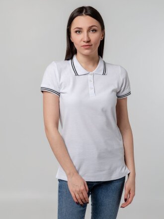 Рубашка поло женская Virma Stripes Lady, белая Рубашка поло женская Virma Stripes Lady, белая