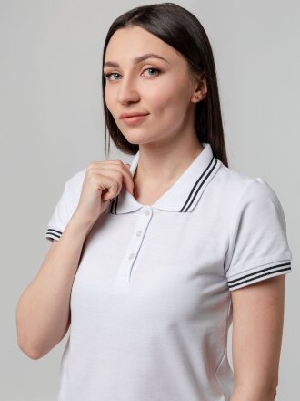 Рубашка поло женская Virma Stripes Lady, белая Рубашка поло женская Virma Stripes Lady, белая