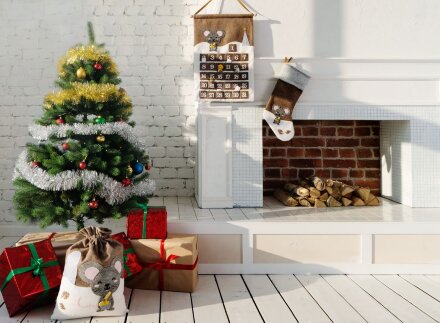 Носок для подарков Noel, с мышкой Носок для подарков Noel, с мышкой