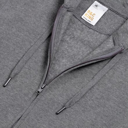 Толстовка на молнии с капюшоном унисекс King, темно-серый меланж Толстовка на молнии с капюшоном унисекс King, темно-серый меланж