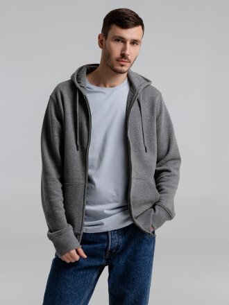 Толстовка на молнии с капюшоном унисекс King, темно-серый меланж Толстовка на молнии с капюшоном унисекс King, темно-серый меланж
