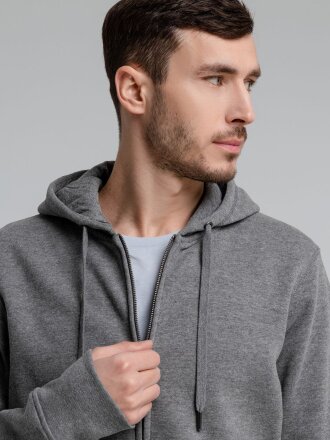 Толстовка на молнии с капюшоном унисекс King, темно-серый меланж Толстовка на молнии с капюшоном унисекс King, темно-серый меланж