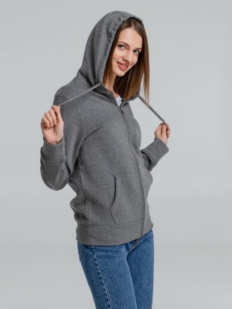 Толстовка на молнии с капюшоном унисекс King, темно-серый меланж Толстовка на молнии с капюшоном унисекс King, темно-серый меланж