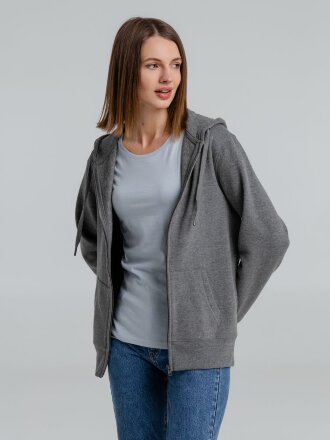 Толстовка на молнии с капюшоном унисекс King, темно-серый меланж Толстовка на молнии с капюшоном унисекс King, темно-серый меланж