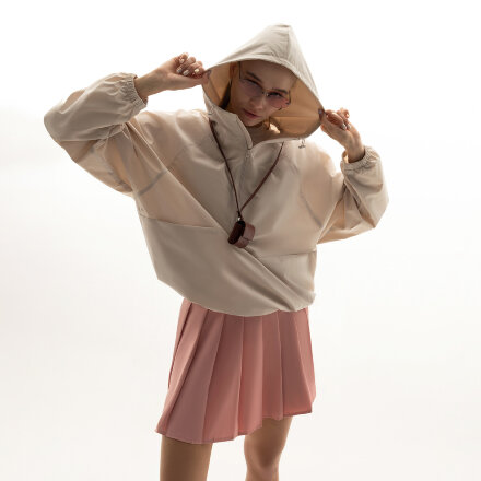 Ветровка (анорак) оверсайз унисекс RISSMAN, бежевая, размер XL/XXL Ветровка (анорак) оверсайз унисекс RISSMAN, бежевая, размер XL/XXL