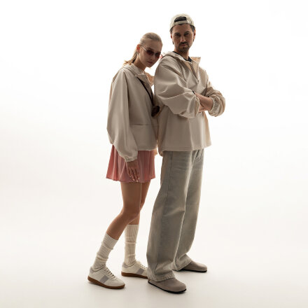 Ветровка (анорак) оверсайз унисекс RISSMAN, бежевая, размер XL/XXL Ветровка (анорак) оверсайз унисекс RISSMAN, бежевая, размер XL/XXL