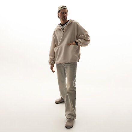 Ветровка (анорак) оверсайз унисекс RISSMAN, бежевая, размер XL/XXL Ветровка (анорак) оверсайз унисекс RISSMAN, бежевая, размер XL/XXL