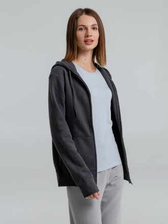 Толстовка на молнии с капюшоном унисекс King, темно-серая Толстовка на молнии с капюшоном унисекс King, темно-серая