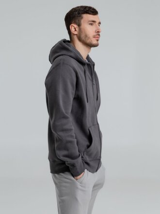 Толстовка на молнии с капюшоном унисекс King, темно-серая Толстовка на молнии с капюшоном унисекс King, темно-серая