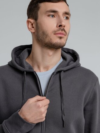 Толстовка на молнии с капюшоном унисекс King, темно-серая Толстовка на молнии с капюшоном унисекс King, темно-серая