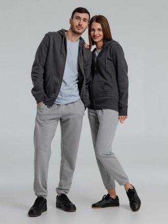 Толстовка на молнии с капюшоном унисекс King, темно-серая Толстовка на молнии с капюшоном унисекс King, темно-серая