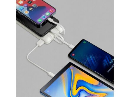 RIVACASE VA2210 (10000 мАч) внешний аккумулятор с дисплеем и встроенными кабелями, белый, 12/48 RIVACASE VA2210 (10000 мАч) внешний аккумулятор с дисплеем и встроенными кабелями, белый, 12/48