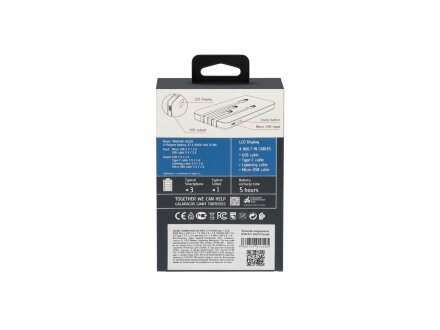 RIVACASE VA2210 (10000 мАч) внешний аккумулятор с дисплеем и встроенными кабелями, белый, 12/48 RIVACASE VA2210 (10000 мАч) внешний аккумулятор с дисплеем и встроенными кабелями, белый, 12/48