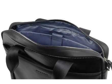 Портфель мужской BUGATTI Comet, чёрный, воловья кожа/полиэстер, 37х6х27 см Портфель мужской BUGATTI Comet, чёрный, воловья кожа/полиэстер, 37х6х27 см