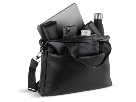 Портфель мужской BUGATTI Comet, чёрный, воловья кожа/полиэстер, 37х6х27 см Портфель мужской BUGATTI Comet, чёрный, воловья кожа/полиэстер, 37х6х27 см