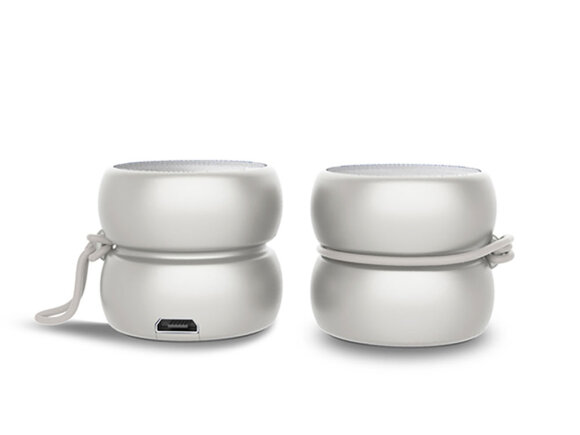 Портативные парные колонки TWS YoYo Stereo, белый с нанесением логотипа