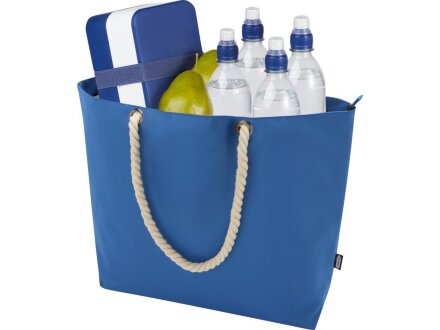 Panama пляжная эко-сумка-холодильник из переработанного материала, с ручками-шнурками 23L, ярко-синий