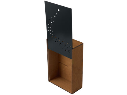 Подарочная коробка из фанеры Constellation 330х220х100 мм, фанера 6 мм, крышка на выдвижных пазах черная ЛХДФ 3 мм, бечевка