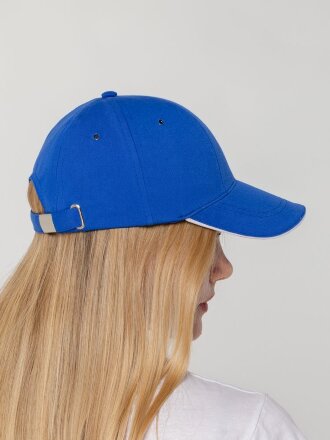 Бейсболка Canopy, ярко-синяя с белым кантом Бейсболка Canopy, ярко-синяя с белым кантом