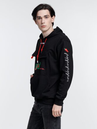 Худи унисекс с карманом на груди Chest Pocket, черное Худи унисекс с карманом на груди Chest Pocket, черное