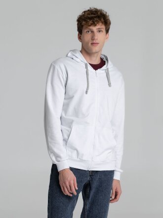 Толстовка на молнии с капюшоном Unit Siverga, белая Толстовка на молнии с капюшоном Unit Siverga, белая