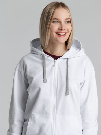 Толстовка на молнии с капюшоном Unit Siverga, белая Толстовка на молнии с капюшоном Unit Siverga, белая