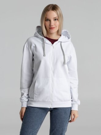 Толстовка на молнии с капюшоном Unit Siverga, белая Толстовка на молнии с капюшоном Unit Siverga, белая