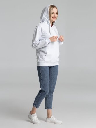 Толстовка на молнии с капюшоном Unit Siverga, белая Толстовка на молнии с капюшоном Unit Siverga, белая