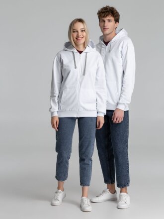 Толстовка на молнии с капюшоном Unit Siverga, белая Толстовка на молнии с капюшоном Unit Siverga, белая