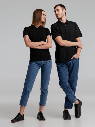 Рубашка поло женская Neptune, черная Рубашка поло женская Neptune, черная