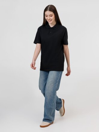 Рубашка поло унисекс Pulse, черная Рубашка поло унисекс Pulse, черная