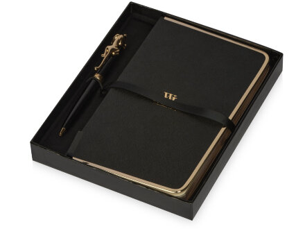 Набор: записная книжка, ручка William Lloyd , черный/золотистый Набор: записная книжка, ручка William Lloyd , черный/золотистый