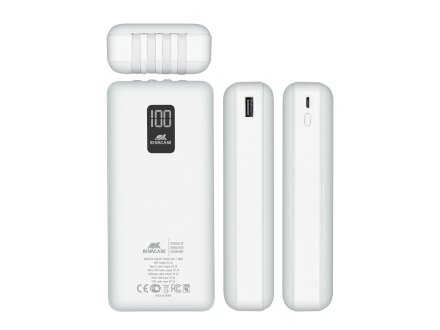 RIVACASE VA2220 (20000 мАч) внешний аккумулятор с дисплеем и встроенными кабелями, белый, 12/24 RIVACASE VA2220 (20000 мАч) внешний аккумулятор с дисплеем и встроенными кабелями, белый, 12/24