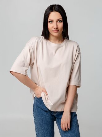 Футболка унисекс оверсайз Street Vibes, бежевая Футболка унисекс оверсайз Street Vibes, бежевая