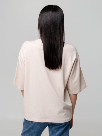 Футболка унисекс оверсайз Street Vibes, бежевая Футболка унисекс оверсайз Street Vibes, бежевая