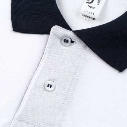 Рубашка поло Prince 190, белая с темно-синим Рубашка поло Prince 190, белая с темно-синим