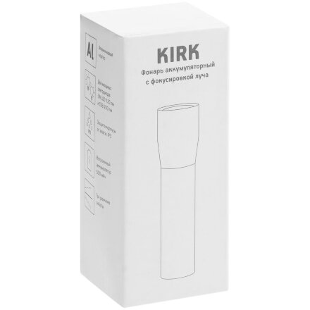 Фонарик аккумуляторный с фокусировкой луча Kirk, черный Фонарик аккумуляторный с фокусировкой луча Kirk, черный
