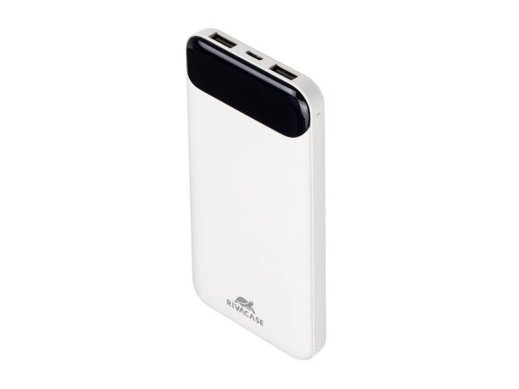 RIVACASE VA2240 (10000mAh) с дисплеем, белый, внешний аккумулятор 12/48 с нанесением логотипа