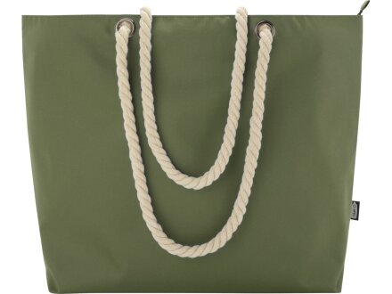 Panama пляжная эко-сумка-холодильник из переработанного материала, с ручками-шнурками 23L, оливковый