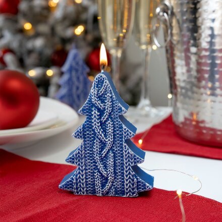 Свеча Kniteam, елка, синяя Свеча Kniteam, елка, синяя