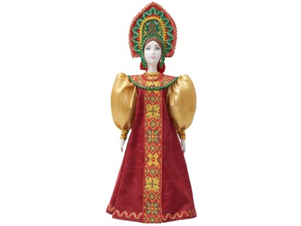 Подарочный набор: кукла фарфоровая, чай Малина с мятой, красный