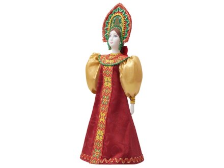 Подарочный набор: кукла фарфоровая, чай Малина с мятой, красный