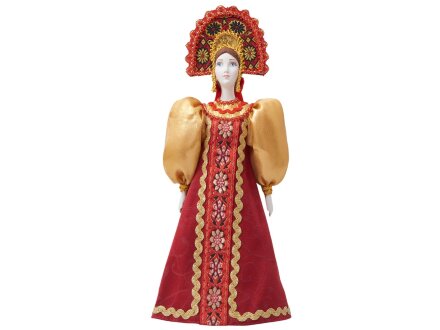 Подарочный набор: кукла фарфоровая, чай Малина с мятой, красный