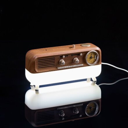 Bluetooth-колонка с беспроводной зарядкой, часами и подсветкой Multiverse, ver.2 Bluetooth-колонка с беспроводной зарядкой, часами и подсветкой Multiverse, ver.2