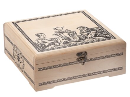 Подарочный набор Народы России с чаем и вареньем в деревянной шкатулке без лого