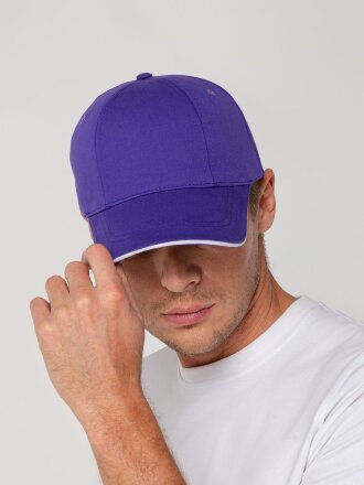 Бейсболка Canopy, фиолетовая с белым кантом Бейсболка Canopy, фиолетовая с белым кантом