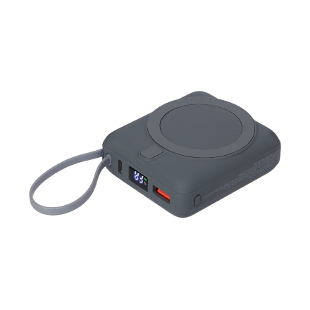 Внешний аккумулятор с подсветкой Ritter PD 10000mAh с функцией беспроводной зарядки 15W, серый